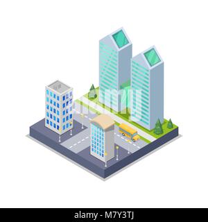 Ville moderne 3D isométrique icon Illustration de Vecteur