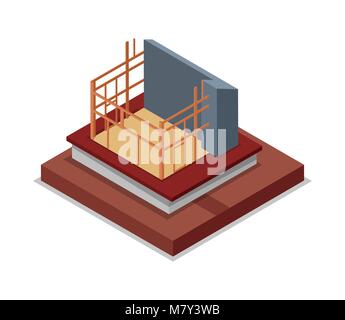 La structure de la construction de l'icône 3D isométrique de la chambre Illustration de Vecteur