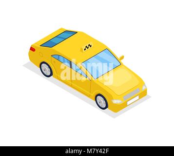 Voiture taxi jaune 3D isométrique isolés icon Illustration de Vecteur