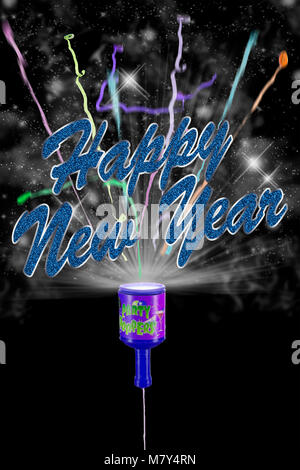 Popper parti avec l'explosion de nouveau texte an Banque D'Images