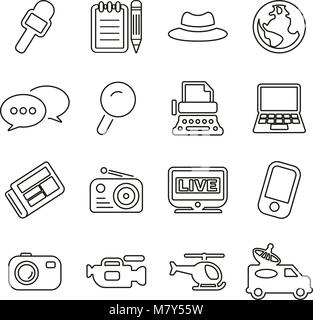 Journaliste ou Reporter Icônes fine ligne Vector Illustration Set Illustration de Vecteur