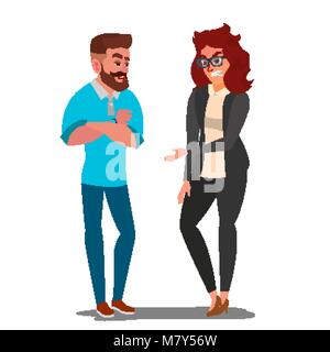 Querelle l'homme et de la femme. Les employés de bureau caractères conflit. Des désaccords. Les émotions négatives. Les gens se quereller. Les gens en colère. Des cris. Différend. Cartoon Illustration Illustration de Vecteur