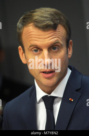 NEW YORK, NY - 19 SEPTEMBRE : le président français Emmanuel Macron traite de l'Organisation des Nations Unies lors de l'Assemblée générale 72 à New York le 19 septembre 2017. Crédit : Dennis Van Tine/MediaPunch Banque D'Images