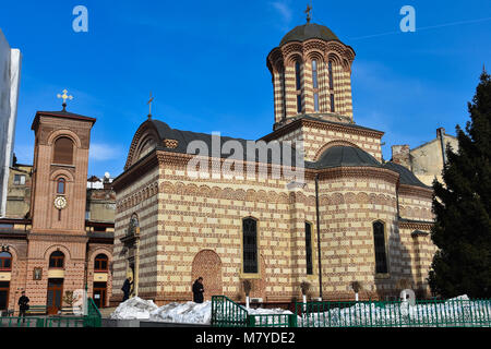 Bucarest, Roumanie. Le 3 février 2017. Ancienne église de la Cour (Biserica Curtea Veche) Buna Vestire Banque D'Images