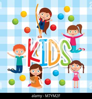 Les enfants jouant cartoon Illustration de Vecteur