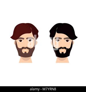 Homme barbu visage avec Guy coiffure élégante Icône isolé Hipster Illustration de Vecteur