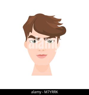 Visage Homme Hipster avec coiffure élégante Icône isolé Illustration de Vecteur