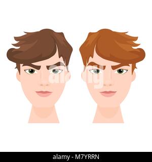 Ensemble d'hommes Hipster Face avec coiffure élégante icônes isolé Illustration de Vecteur