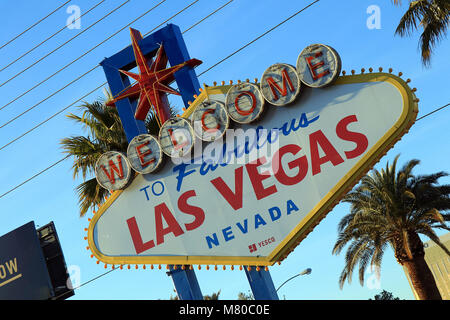 Fabulous Las Vegas Sign sur le South Las Vegas Boulevard - le 'Strip' - dans le Nevada. Banque D'Images