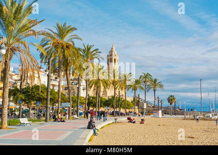 Passeig de la Ribera, Sitges, Catalogne, Espagne Banque D'Images