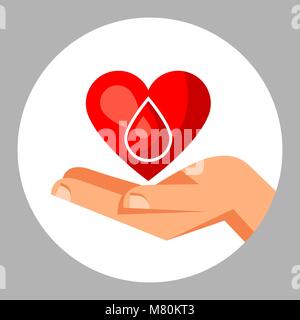 Faire un don de sang. Secteur médical et de la santé du cœur et de la main concept Illustration de Vecteur