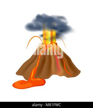 Éruption Volcanique l'icône vecteur isolé Illustration de Vecteur