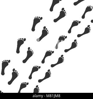 L'homme et la femme nus chemin étapes isolé sur fond blanc Illustration de Vecteur