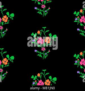 Transparente motif floral printemps lumineux sur fond noir Illustration de Vecteur