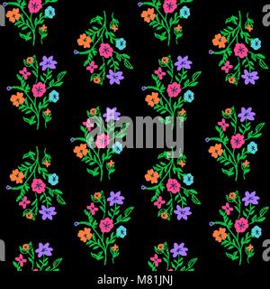 Motif florale avec fleurs de couleurs vives Illustration de Vecteur