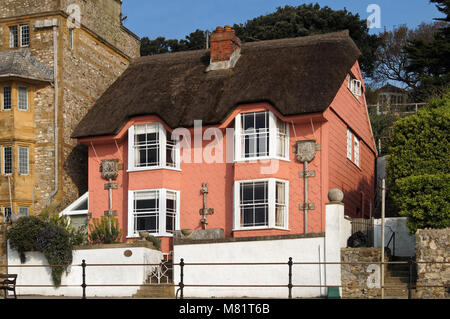 Dorset UK,Lyme Regis,Bibliothèque,Cottage sur Marine Parade Banque D'Images