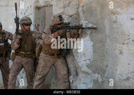 Israël (11 mars 2018) Les Marines américains affectés à la 26e Marine Expeditionary Unit (MEU) conduite d'un exercice de tir réel, dans le cadre de l'exercice Juniper Cobra, 11 mars 2018. La 26e MEU participe à Juniper Cobra avec la Force de défense israélienne afin d'améliorer l'interopérabilité et de perfectionner les compétences des forces dans une variété d'environnements. (U.S. Marine Corps photo par le Cpl. Jon/Sosner) Parution Banque D'Images