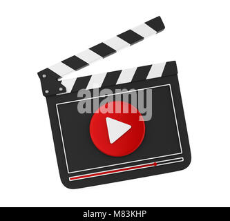 Film ardoise avec bouton Play Isolated Banque D'Images