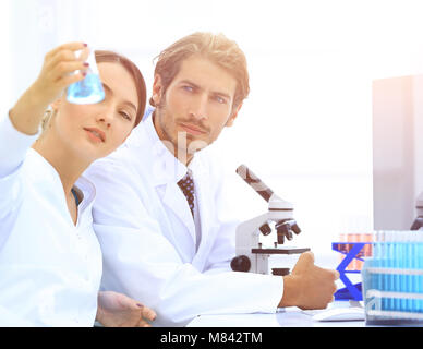 Équipe de biologistes chercheurs travaillant dans les laboratoires Banque D'Images