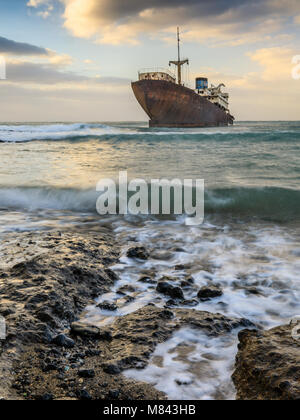 Naufrage du navire ou du Telemon, Arrecife, Lanzarote, îles Canaries, Espagne Banque D'Images