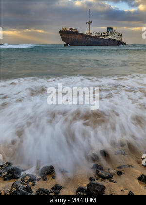 Naufrage du navire ou du Telemon, Arrecife, Lanzarote, îles Canaries, Espagne Banque D'Images