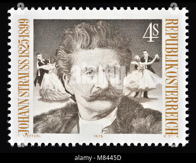 Timbre autrichien (1975) : Johann Strauss II / Johann Strauss jr / le jeune (1825 - 1899) fils de Johann Strauss I. compositeur autrichien de la lumière Banque D'Images