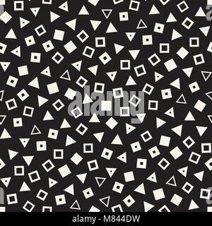 Les modèles chaotiques sans couture. Dispersés au hasard des formes géométriques. Abstract design rétro arrière Illustration de Vecteur