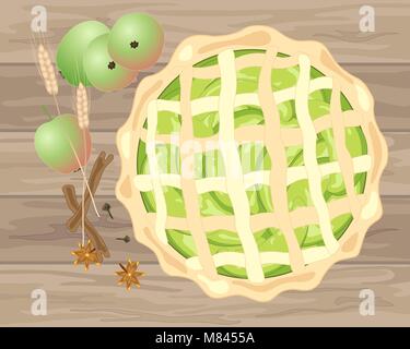 Un vecteur illustration en eps 10 format d'une maison douce tarte aux ingrédients sur un fond de bois Illustration de Vecteur