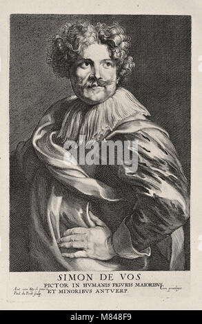 Gravure portrait de Simon de Vos, après Anthony Van Dyck Banque D'Images