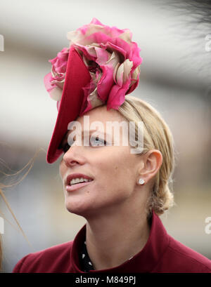 Zara Tindall lors de la Journée des dames du Festival Cheltenham 2018 à l'hippodrome de Cheltenham. APPUYEZ SUR ASSOCIATION photo. Date de la photo: Mercredi 14 mars 2018. Voir PA Story RACING Cheltenham. Le crédit photo devrait se lire: Steven Paston/PA Wire. Banque D'Images