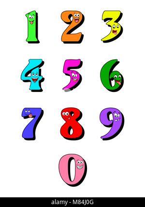 Numéros de sourire, chiffres isolé sur fond blanc Illustration de Vecteur