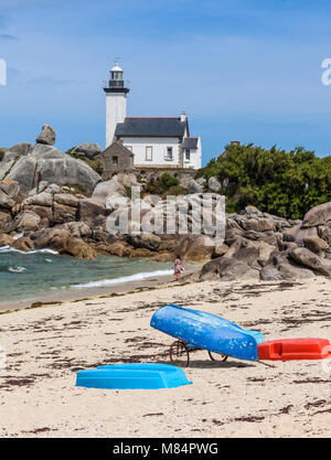 La phare de Pontusval. Phare en Bretagne, France. Banque D'Images