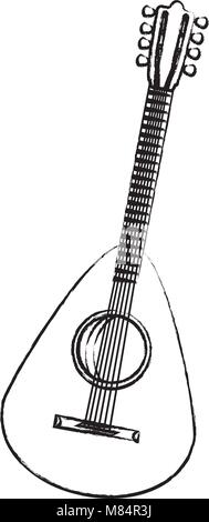 Croquis de guitare luth icône sur fond blanc, vector illustration Illustration de Vecteur