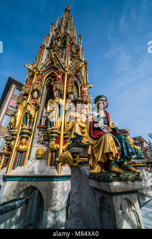 La belle fontaine ou Barkentine Brunnen à Nuremberg, Allemagne, Nurnberg Deutschland, l'Europe. Banque D'Images