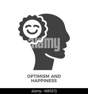 L'optimisme et de bonheur l'icône vecteur glyphe isolé sur le fond blanc. Illustration de Vecteur