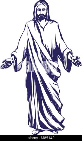 Jésus Christ, Fils de Dieu , symbole du christianisme hand drawn vector illustration Illustration de Vecteur