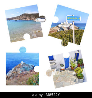 Photo Collage avec Sifnos island in puzzle pieces Banque D'Images