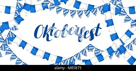 Guirlande de drapeaux. De la bière (Oktoberfest). Bannière ou affiche de fête Illustration de Vecteur