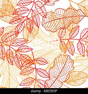 Motif florale stylisée avec feuillage de l'automne. Les feuilles qui tombent Illustration de Vecteur