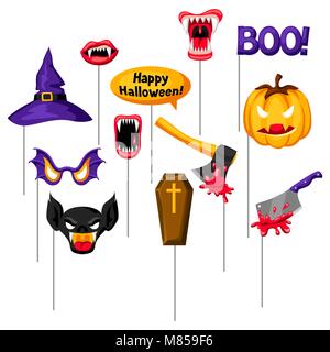 Halloween accessoires Photo Booth. Accessoires pour le festival et le travail Illustration de Vecteur