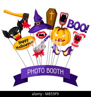 Halloween accessoires Photo Booth. Accessoires pour le festival et le travail Illustration de Vecteur