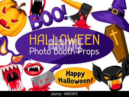 Halloween accessoires Photo Booth. Accessoires pour le festival et le travail Illustration de Vecteur