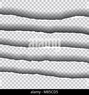 Bords de papier déchiré horizontalement avec ombre, vecteur isolé sur un fond transparent Illustration de Vecteur