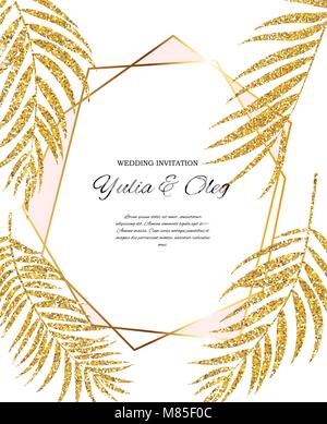 Beautifil Invitation de mariage avec la silhouette de la feuille de palmier Vector Illustration Illustration de Vecteur