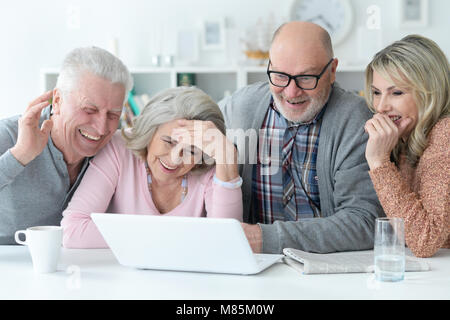 Les couples âgés using laptop Banque D'Images