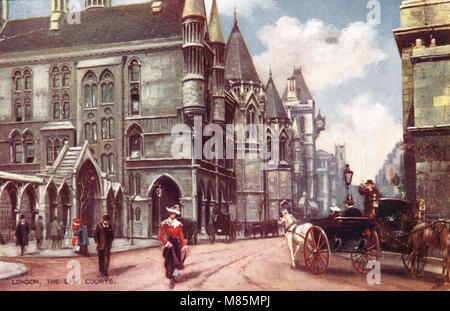 Royal Courts of Justice, Londres, Angleterre, vers 1905 Banque D'Images