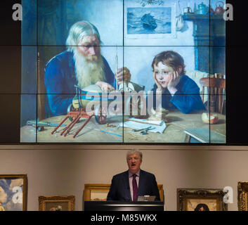 Bonhams, New Bond Street, London, UK. 14 mars 2018. William Banks Fortescue's Le modèle de vente de bateaux de sauvetage au 19ème siècle, européenne et britannique victorienne d'art impressionniste Vente Bonhams, à vendre pour 12 500 €. Credit : Malcolm Park/Alamy Live News. Banque D'Images