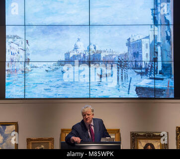 Bonhams, New Bond Street, London, UK. 14 mars 2018. Edward Seago's Le Grand Canal, Venise dans les 10 lots dans le cadre de la 19e siècle, européenne et britannique victorienne d'art impressionniste Vente Bonhams, à vendre pour 47 500 €. Credit : Malcolm Park/Alamy Live News. Banque D'Images