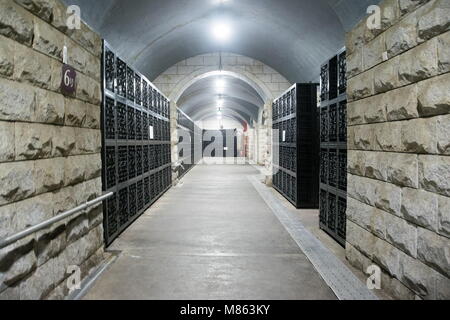 Yantai, Yantai, Chine. Mar 15, 2018. Yantai, CHINE - Le Musée de la culture du vin Changyu, créé en 1992, est situé à l'est à Yantai, province du Shandong en Chine. Comme la seule institution spécialisée musée du vin en Chine, il raconte l'histoire de l'Changyu Winery et attire un grand nombre de personnes célèbres et les touristes du pays et à l'étranger. En 1892, lorsque le mouvement de l'Occidentalisation était en plein essor, Zhang Bishi, un Chinois vivant en Malaisie, a fondé le à Yantai Changyu Winery. Son objectif était de produire des vins de grande qualité produits. Ce musée se compose d'une cave souterraine de 100 ans en plus d'ex Banque D'Images