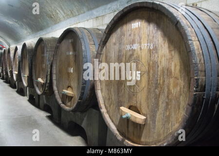 Yantai, Yantai, Chine. Mar 15, 2018. Yantai, CHINE - Le Musée de la culture du vin Changyu, créé en 1992, est situé à l'est à Yantai, province du Shandong en Chine. Comme la seule institution spécialisée musée du vin en Chine, il raconte l'histoire de l'Changyu Winery et attire un grand nombre de personnes célèbres et les touristes du pays et à l'étranger. En 1892, lorsque le mouvement de l'Occidentalisation était en plein essor, Zhang Bishi, un Chinois vivant en Malaisie, a fondé le à Yantai Changyu Winery. Son objectif était de produire des vins de grande qualité produits. Ce musée se compose d'une cave souterraine de 100 ans en plus d'ex Banque D'Images